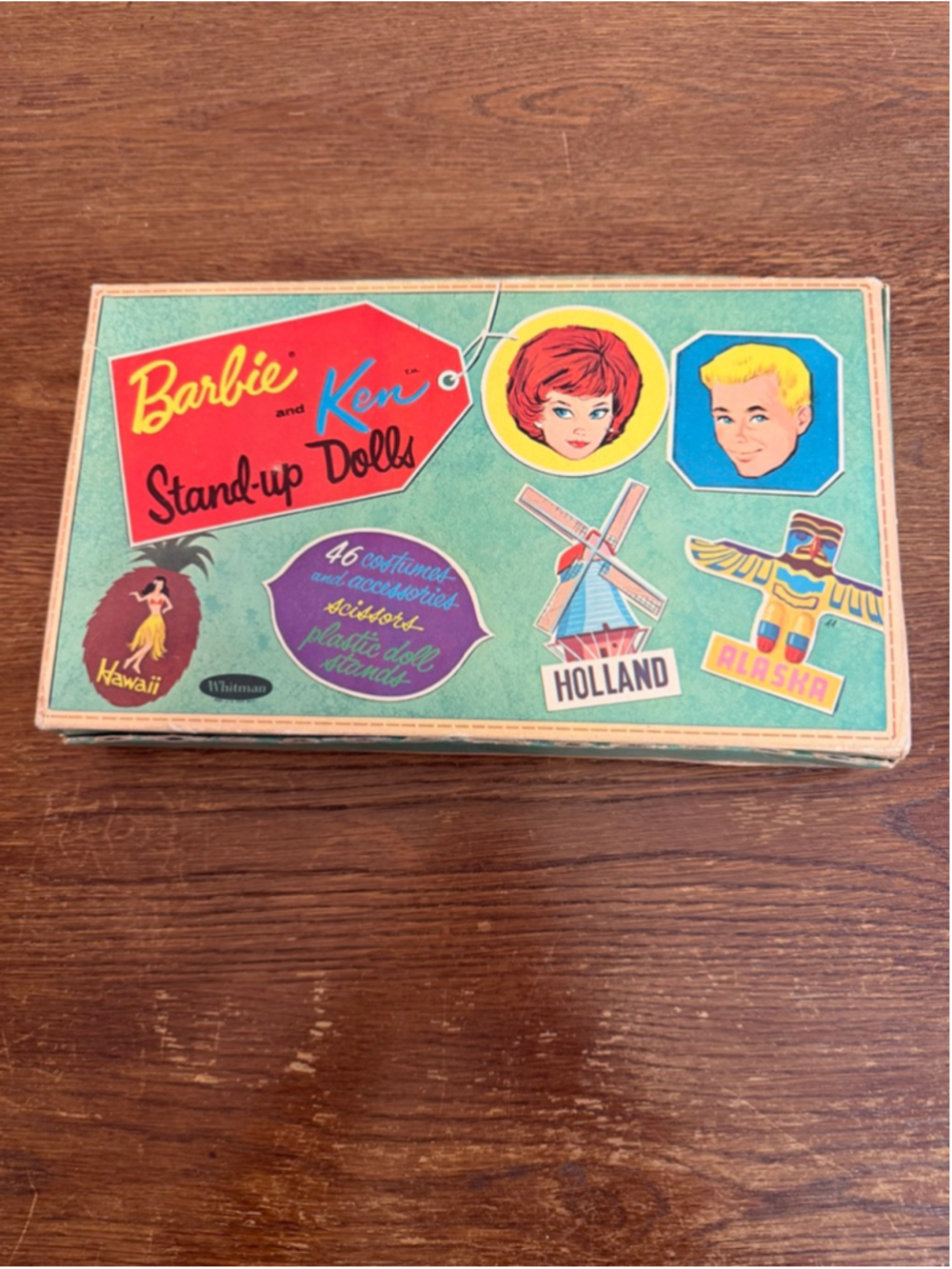 Vintage 1962 Whitman Barbie & Ken Stand-Up Dolls Carry Case Box #4797 Empty Orig